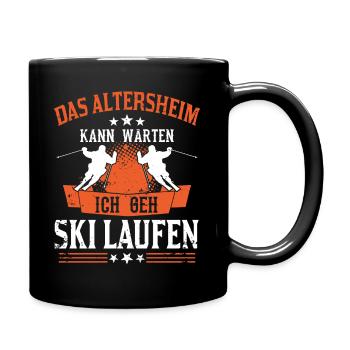 Lustiger Rentner Opa Ski Skifahrer Spruch - Tasse einfarbig - Schwarz - Rechts