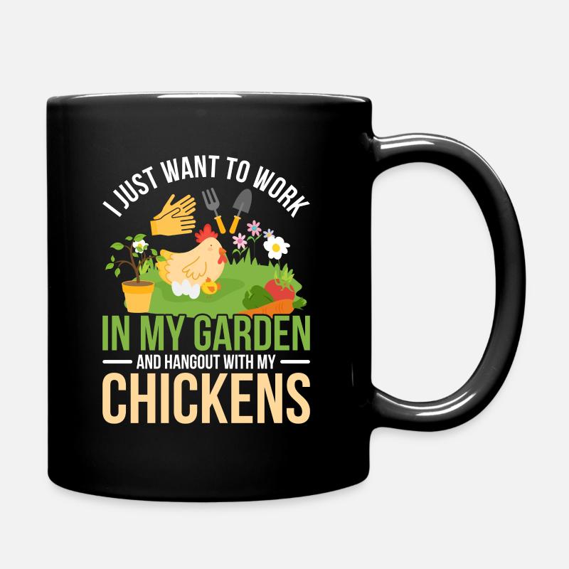 Huhn Garten - Tasse einfarbig - Schwarz
