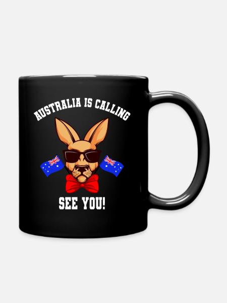 Australien is calling Abschiedsgeschenk Backpacker - Tasse einfarbig - Schwarz