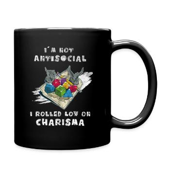 Rollenspiel RPG - D20 Würfel Rollenspieler - Tasse einfarbig - Schwarz - Rechts