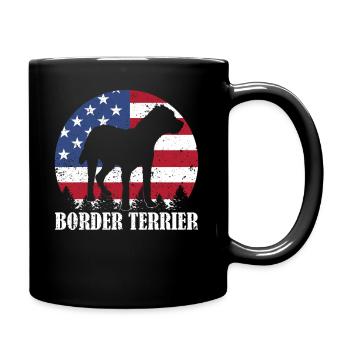 Border Terrier American Flag 4th of july Gift - Mug uni - noir - Droite