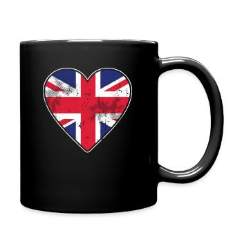 London UK Herz Heart Distressed GB Great Britain - Tasse einfarbig - Schwarz - Rechts