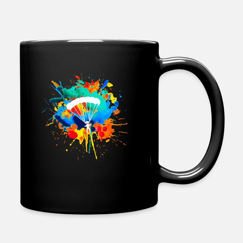 Fallschirmspringer Gleitschirm Farbklecks Springer - Tasse einfarbig - Schwarz