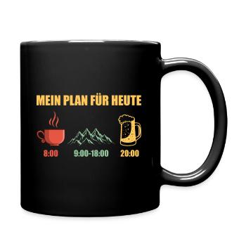 Mein Plan Heute Kaffee Berge Bier - Tasse einfarbig - Schwarz - Rechts