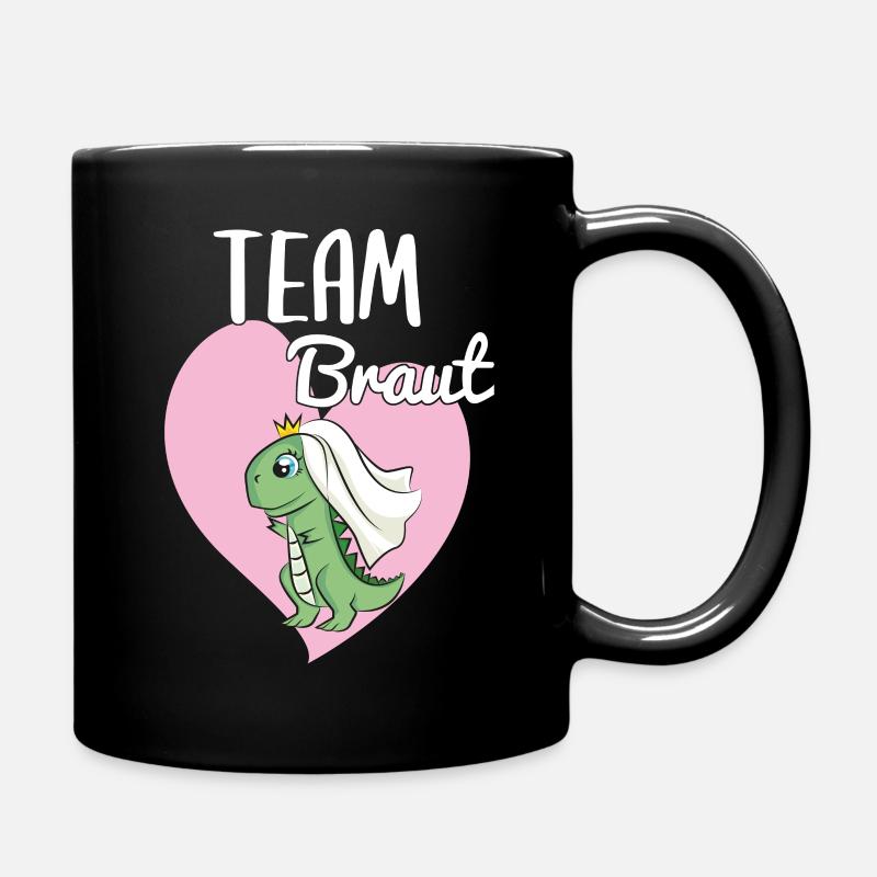 Team Braut Bride JGA Gruppe Dino Dinosaurier - Tasse einfarbig - Schwarz