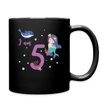 I am 5th fifth mermaid birthday - Full Colour Mug - black - Right