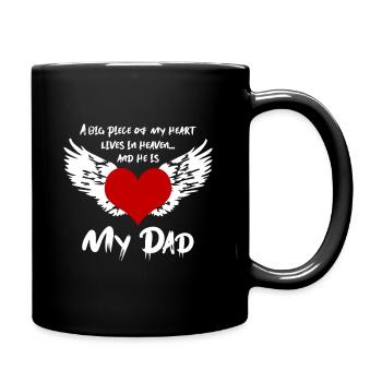 Big Place Of My Heart Lives in Heaven Dad - Tasse einfarbig - Schwarz - Rechts