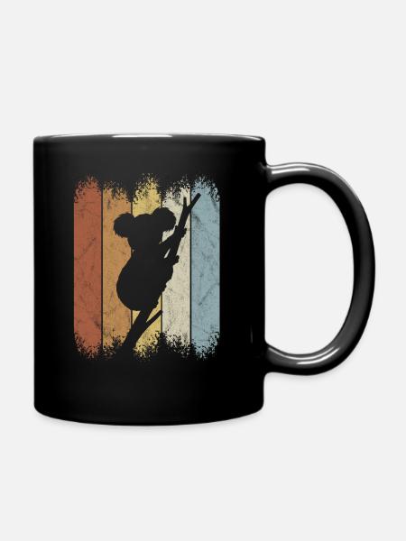 Retro Style kletternder Koala Beuteltier Koalabär - Tasse einfarbig - Schwarz