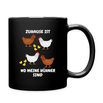 Hühner - Tasse einfarbig - Schwarz - Rechts