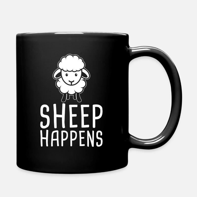 Meme Sheep Design Quote Sheep Happens - Tasse einfarbig - Schwarz
