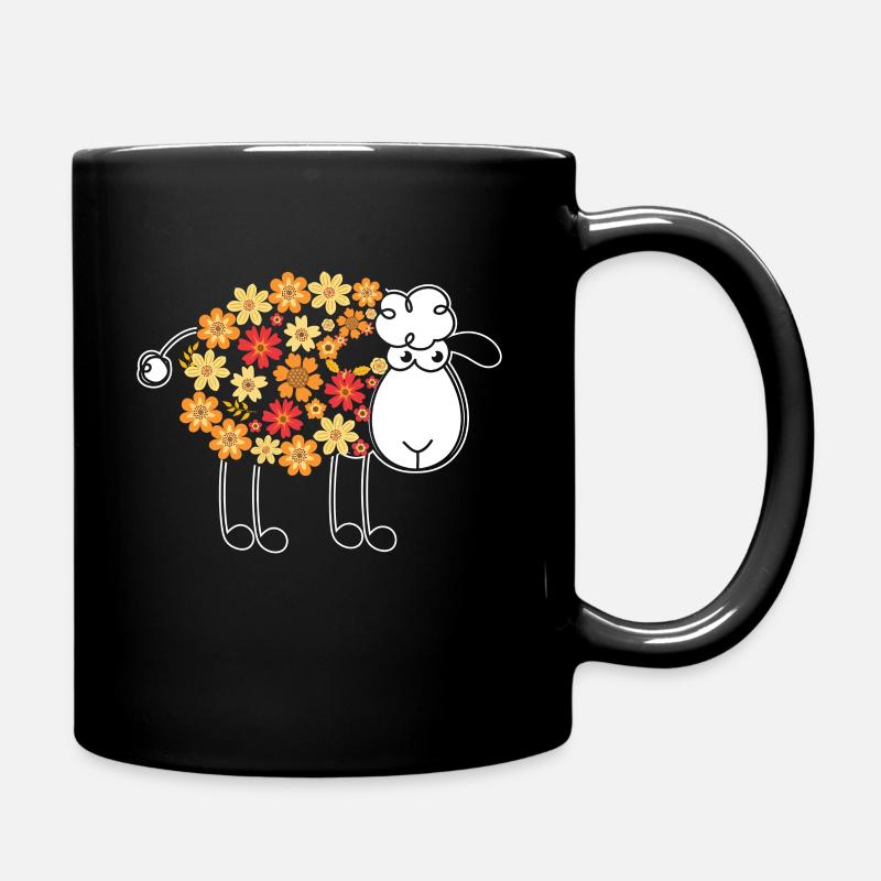 Artistic Sheep Graphic Design Sheep Flower Art - Tasse einfarbig - Schwarz