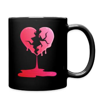 gebrochenes Herz - Tasse einfarbig - Schwarz - Rechts