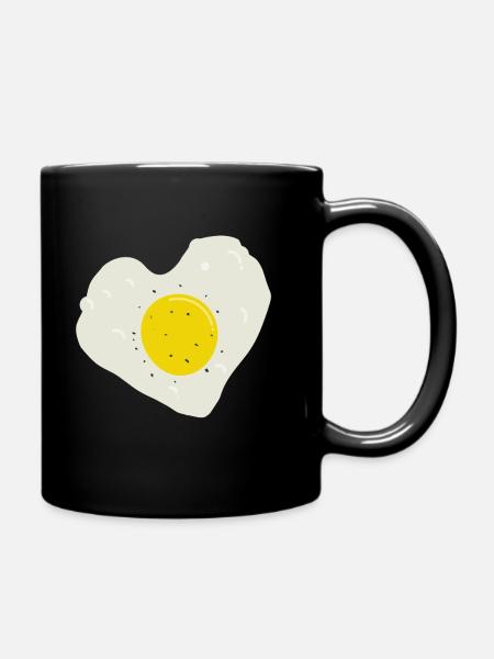Spiegelei Herz - Tasse einfarbig - Schwarz