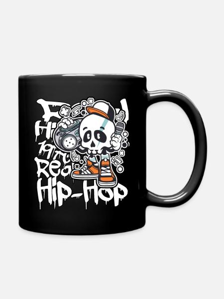 Skateur hip hop crâne et os croisés - Mug uni - noir