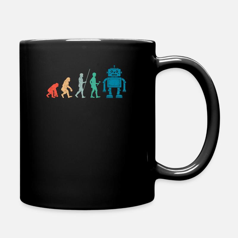 Retro robot evolution - Full Colour Mug - black