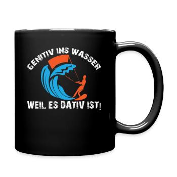 GENITIV INS WASSER WEIL ES DATIV IST - Tasse einfarbig - Schwarz - Rechts