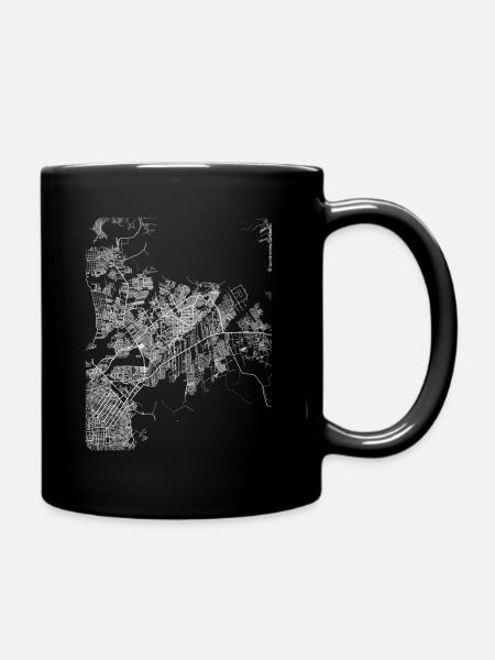 Minimal Ananindeua city map and streets - Full Colour Mug - black