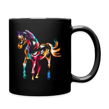 Araber Pferd - Tasse einfarbig - Schwarz - Rechts