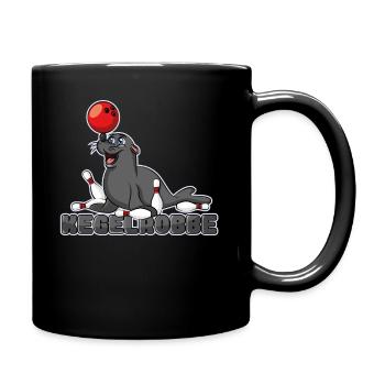 Kegelrobbe Robbe Bowling Kegeln Wortspiel - Tasse einfarbig - Schwarz - Rechts