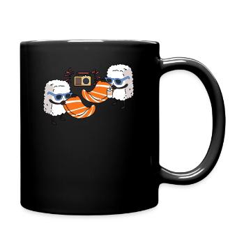 Sommer Sushi Handtuch Sonnenbrille Sushi Geschenk - Tasse einfarbig - Schwarz - Rechts