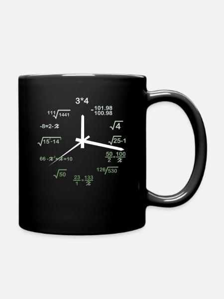 Mathematik Uhr Mathe Bruch Rechnen Geschenk - Tasse einfarbig - Schwarz