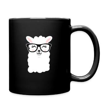 Llama cute nerd nerd alpaca glasses cool pet - Full Colour Mug - black - Right