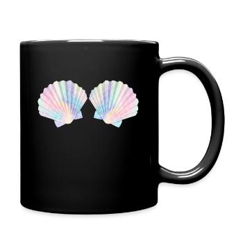 Soutien-gorge coquille de sirène de carnaval sirène - Mug uni - noir - Droite