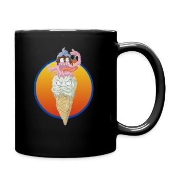 Melting ice cream cone of funny ice cream in the waffle - Full Colour Mug - black - Right