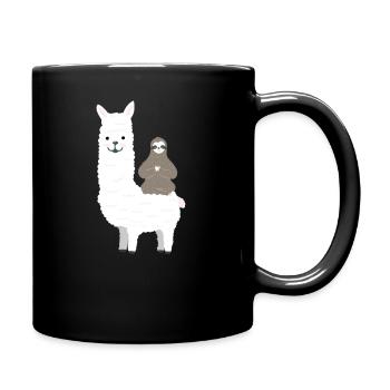 Alpaka Faultier Yoga Meditation Meditationssitz - Tasse einfarbig - Schwarz - Rechts