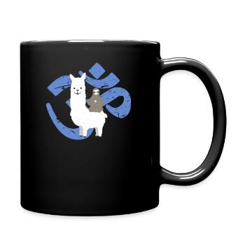 Alpaka Faultier Namaste Zeichen Yoga Meditation - Tasse einfarbig - Schwarz - Rechts