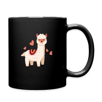 Cute llama love heart alpaca pet - Full Colour Mug - black - Right
