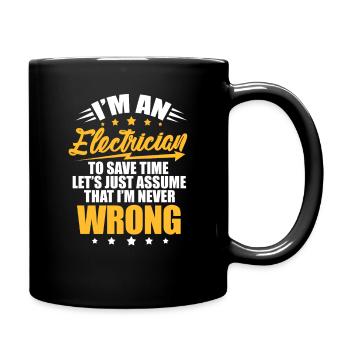 Electrician electricity electrics artisan gift - Full Colour Mug - black - Right