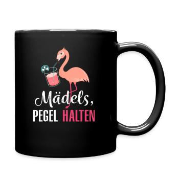 Mädels, Pegel Halten - Frauen Party Flamingo - Tasse einfarbig - Schwarz - Rechts