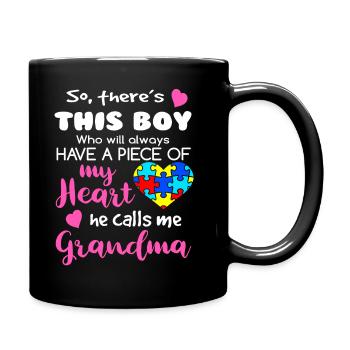 Ce garçon m'appelle sensibilisation à l'autisme de grand-mère - Mug uni - noir - Droite