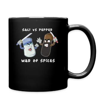Bataille d'épices sel contre épée ninja poivre - Mug uni - noir - Droite
