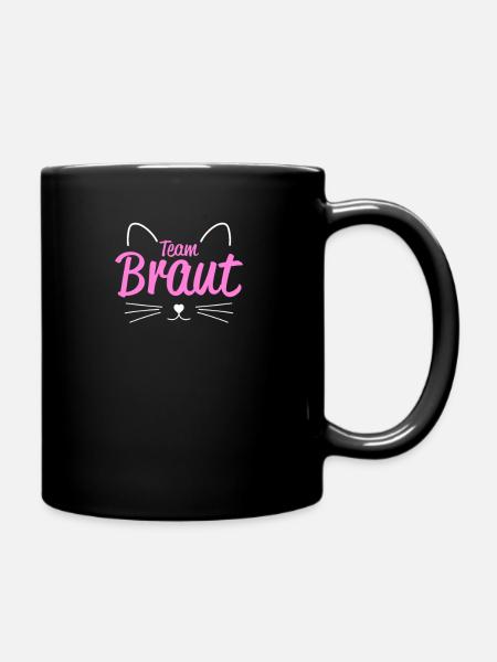 Katze Braut JGA Junggesellenabschied - Tasse einfarbig - Schwarz