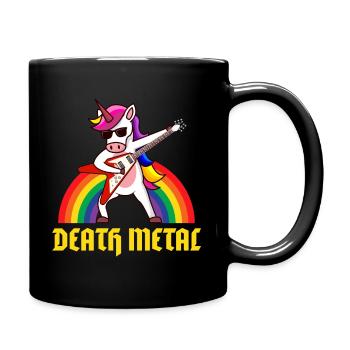 Death Metal Einhorn Regenbogen - Tasse einfarbig - Schwarz - Rechts