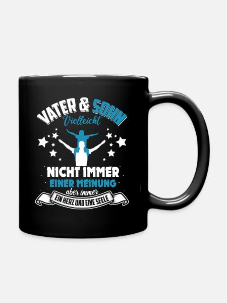 Vater und Sohn ein Herz und eine Seele - Tasse einfarbig - Schwarz