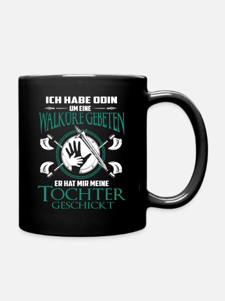 Vater Tochter Wikinger Partnerlook Spruch - Tasse einfarbig - Schwarz