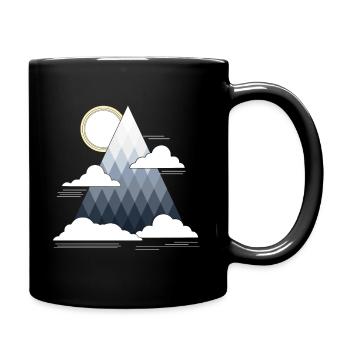 Cloud Mountain Hiking Art Print - Full Colour Mug - black - Right