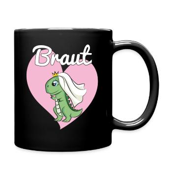 Braut Bride to be JGA Dino Dinosaurier Geschenk - Tasse einfarbig - Schwarz - Rechts