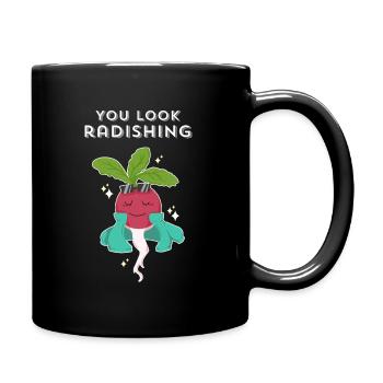 Végétalien drôle, tu as l'air radieux, amour-propre, nourriture - Mug uni - noir - Droite