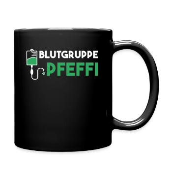 Blutgruppe Pfeffi Geschenk - Tasse einfarbig - Schwarz - Rechts