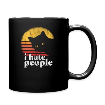 i hate people cat gift - Full Colour Mug - black - Right