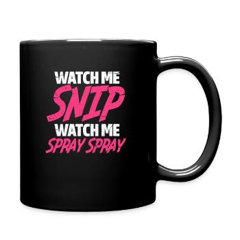 Barber hairdresser hairdresser haircut hairstyle scissors - Full Colour Mug - black - Right
