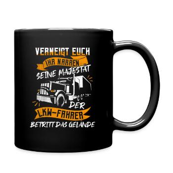LKW Fernfahrer Trucker - Tasse einfarbig - Schwarz - Rechts