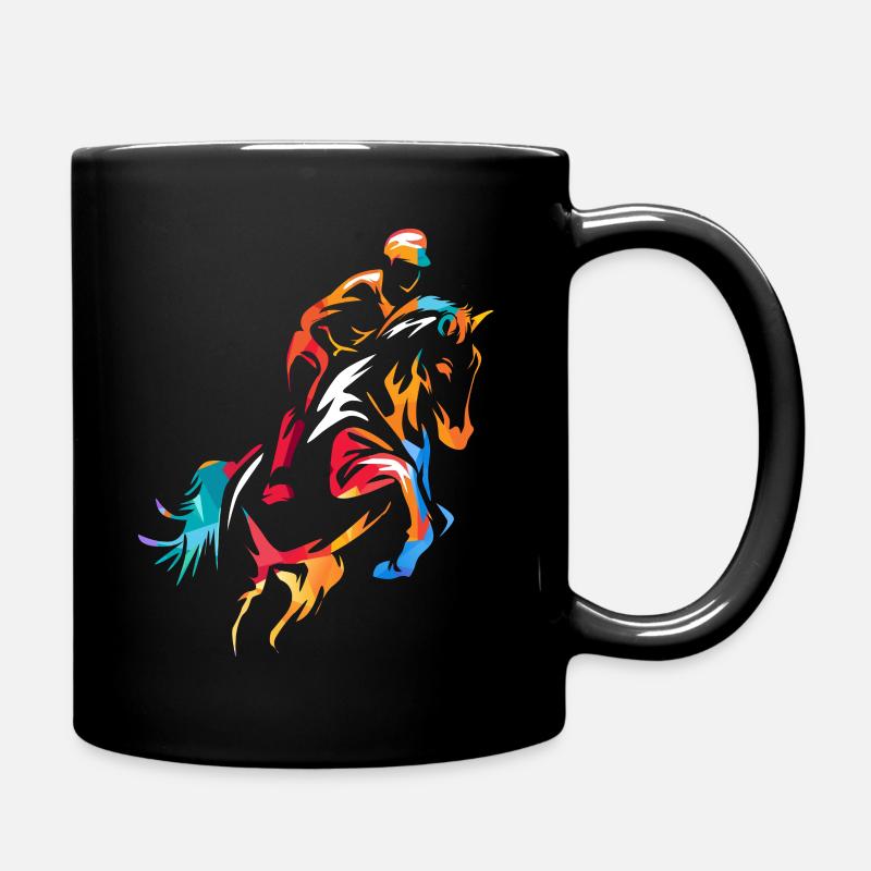Springreiten Pferdesport Pferde - Tasse einfarbig - Schwarz