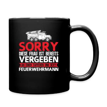 Feuerwehr Feuerwehrmann Feuerwehrfrau Geschenk - Tasse einfarbig - Schwarz - Rechts