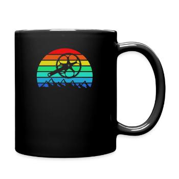 Fahrrad Teile Sonnenuntergang im Gebirge Vintage - Tasse einfarbig - Schwarz - Rechts