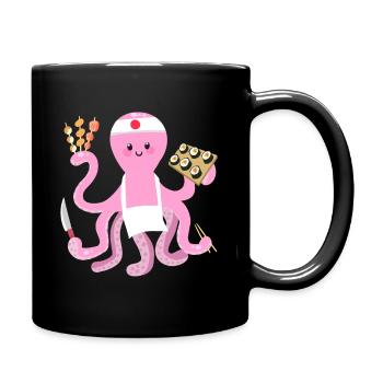 Kraken-Sushi-Chef, Kraken-Hemd, niedliche Krake - Tasse einfarbig - Schwarz - Rechts